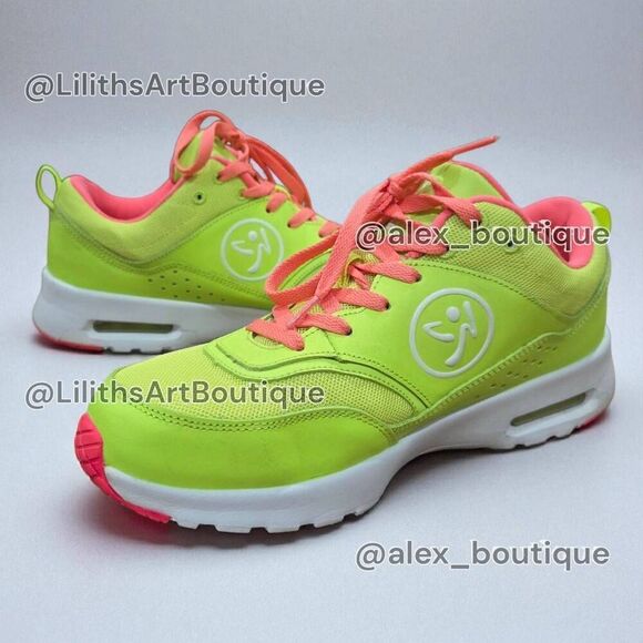 Zumba Air Classic Neon Lime Green Mid Top Sneakers Unisex Size 9 (F028) - Picture 1 of 12